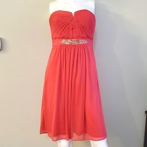 Adrianna Papell strapless pink cocktail dress with crystal like accents, 6